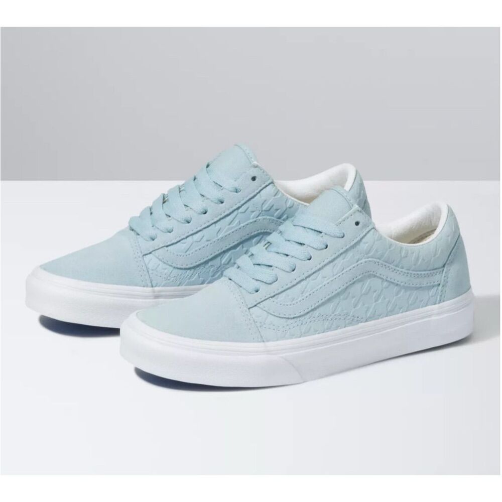 Vans Houndstooth Emboss Old Skool Sneakers Size 8.5 Winter Sky Blue